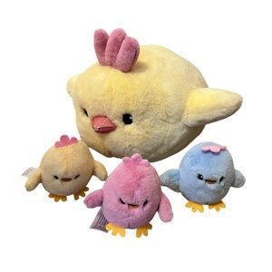 FAO Schwarz Plush Toy Chibi Families Triplet Mom & Babies Chick